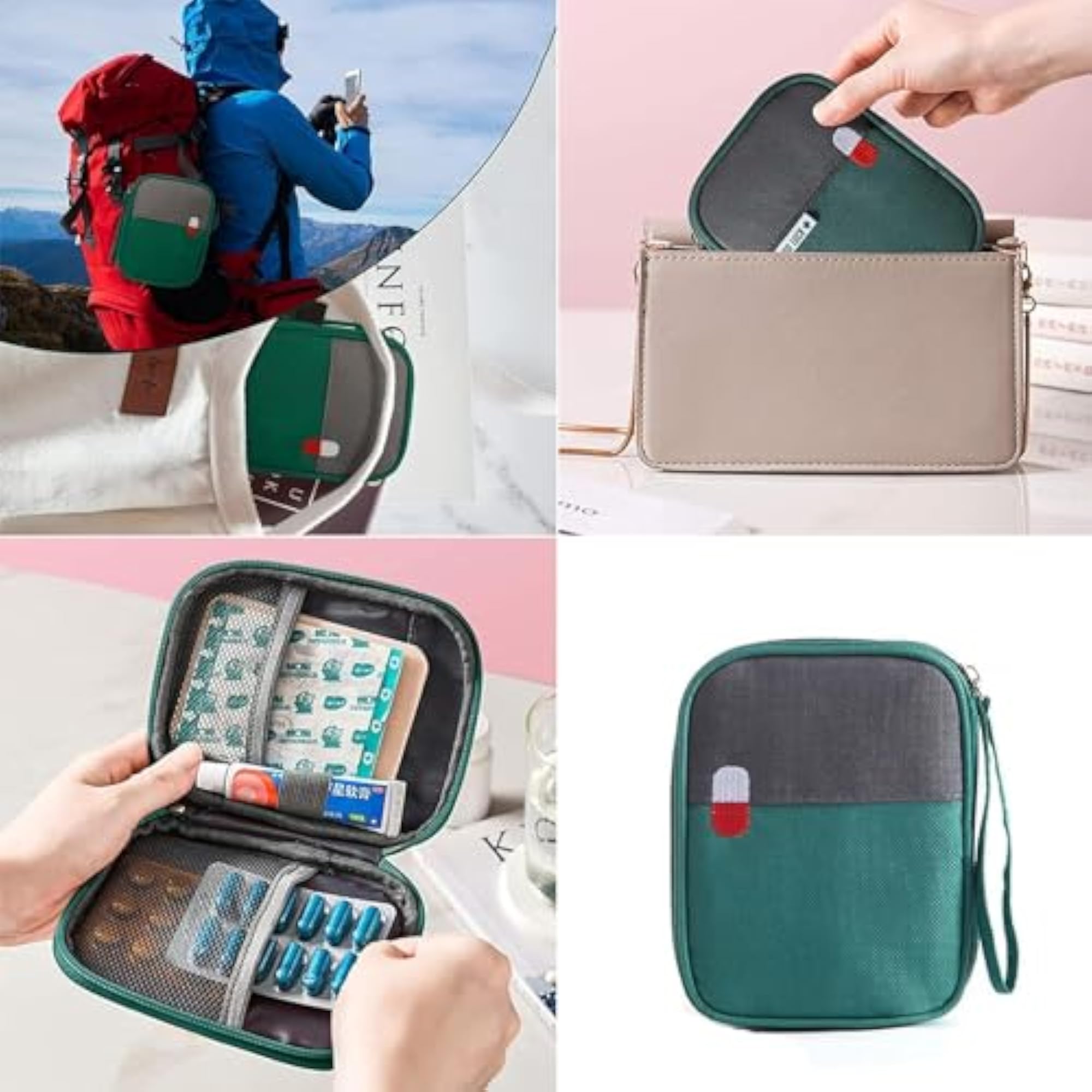 2Pcs Medicine Pouch Empty First Aid Kit Bag
